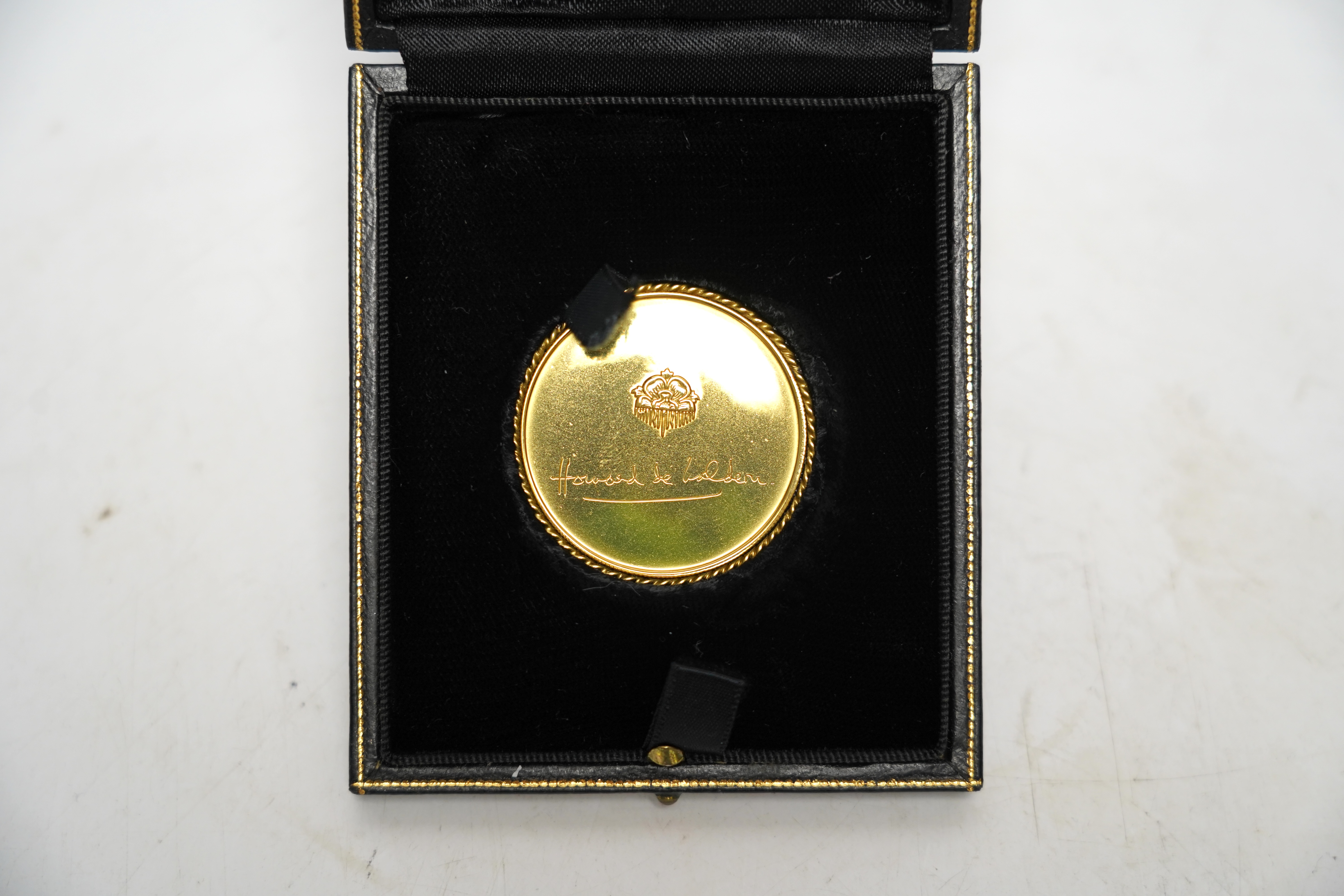A Lord Howard de Walden medal commemorating Slip Anchor, Derby, 1985, in Cartier box.